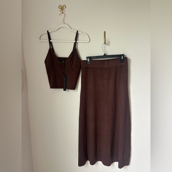 House of Harlow 1960 Dresses & Skirts - House of Harlow 1960 Brown knit tank top and flare maxi Skirt two piece set